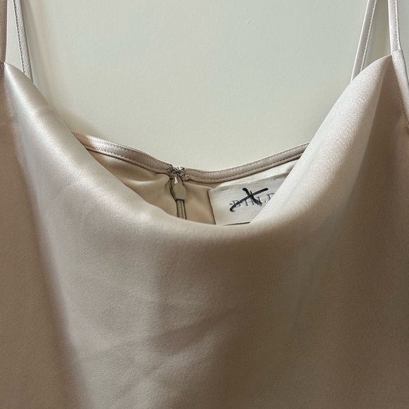 NWT BHLDN Cali Satin Cowl Neck MIDI Slip Dress in Champagne. Classic. Occasion. - Picture 6 of 16